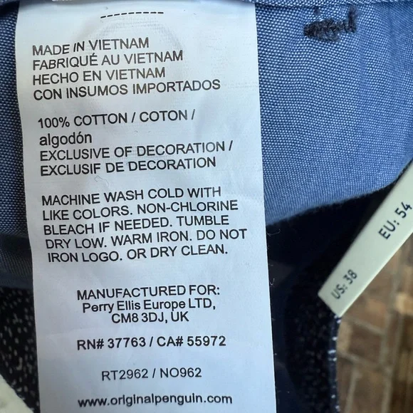 The Original Penguin Men's Flat Front Navy White Patterned Shorts 8” inseam 38 - Picture 6 of 7